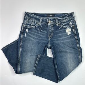 Silver Jeans Suki Capri Denim Pants Size 32 x 22.5